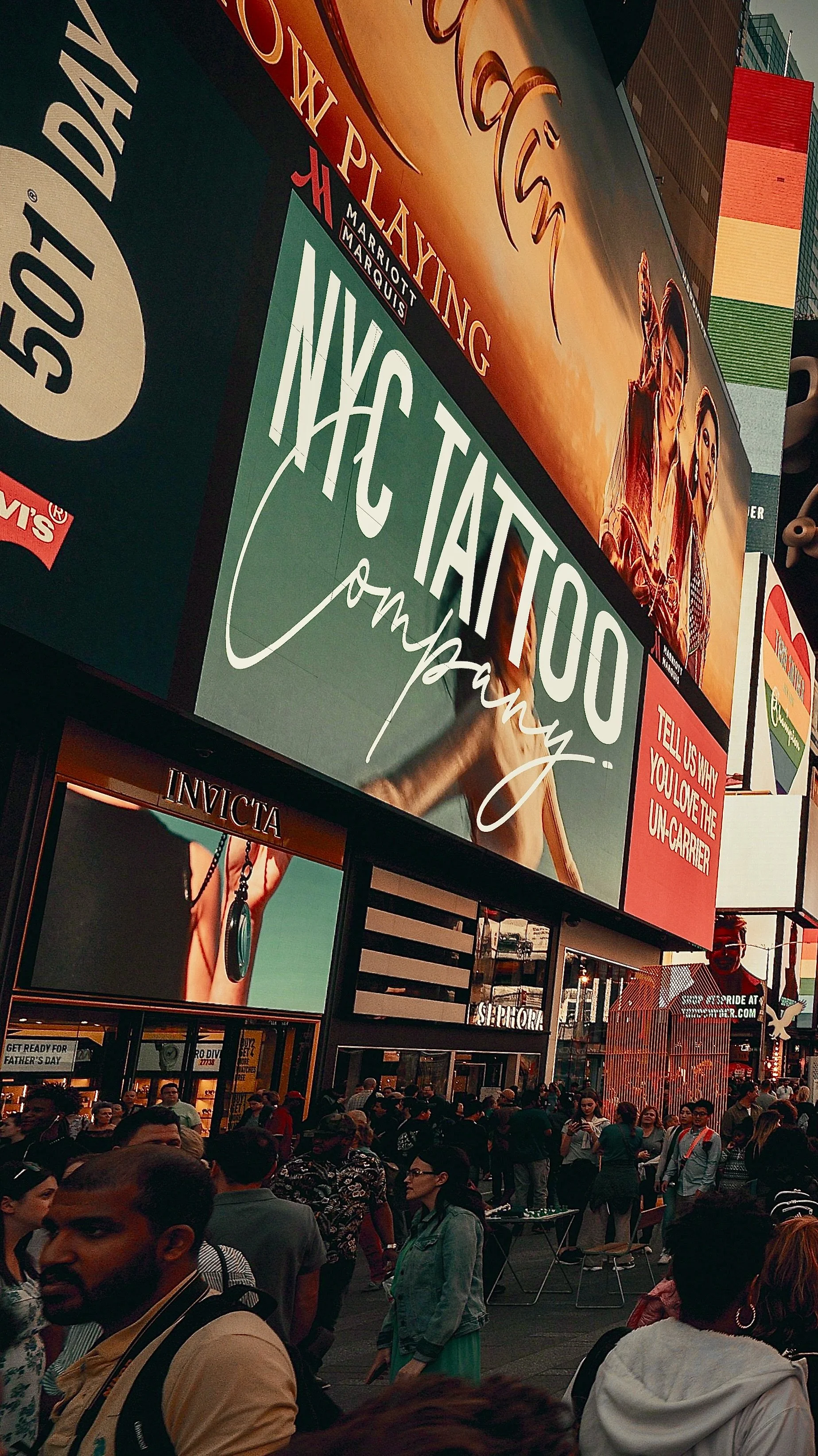 NYC Tattoo Co. billboard in Times Square New York City