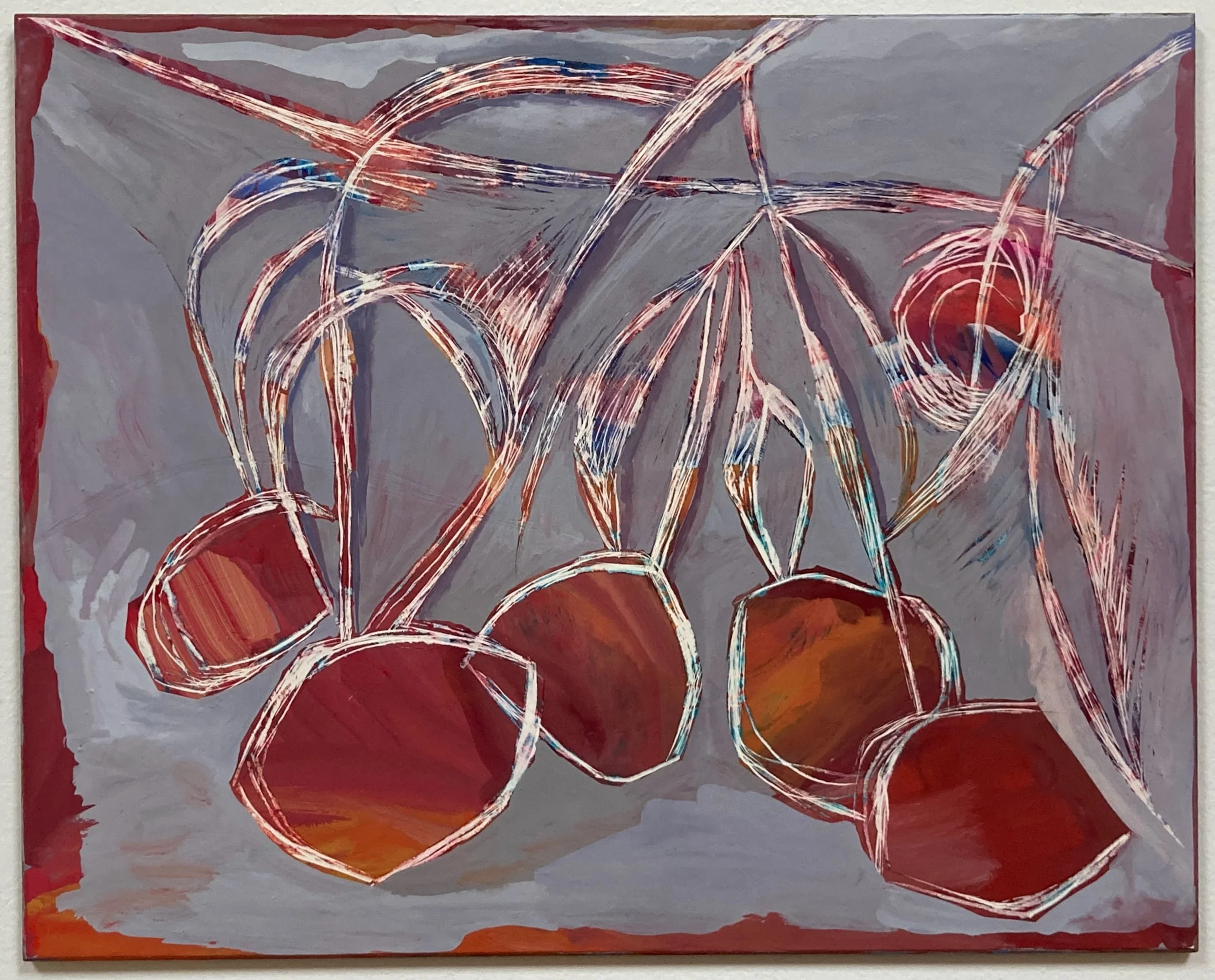 Hanging Fruit, 2025, gouache painting, 8" x 10"