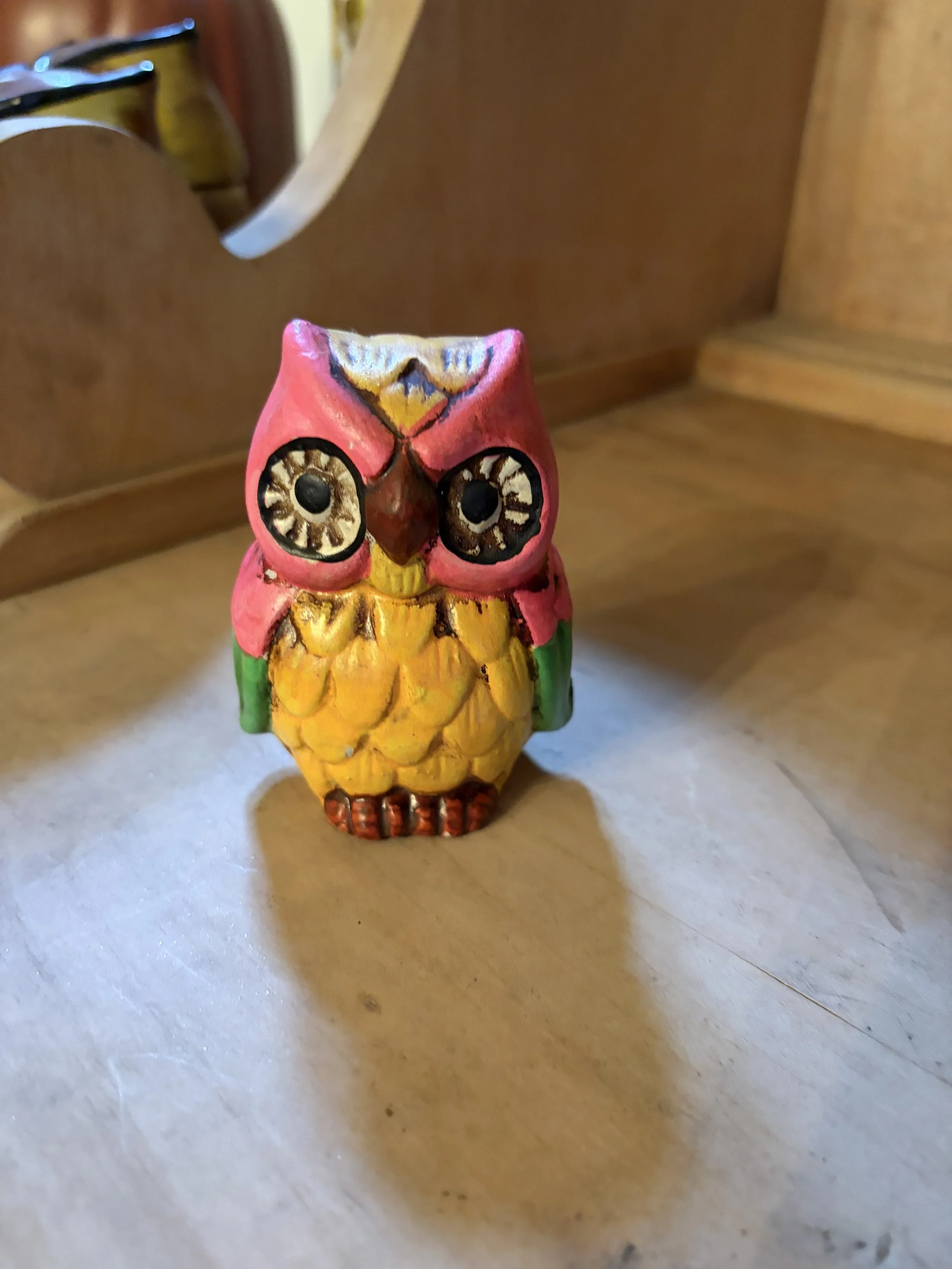 1970's Colorful Owl Figurine