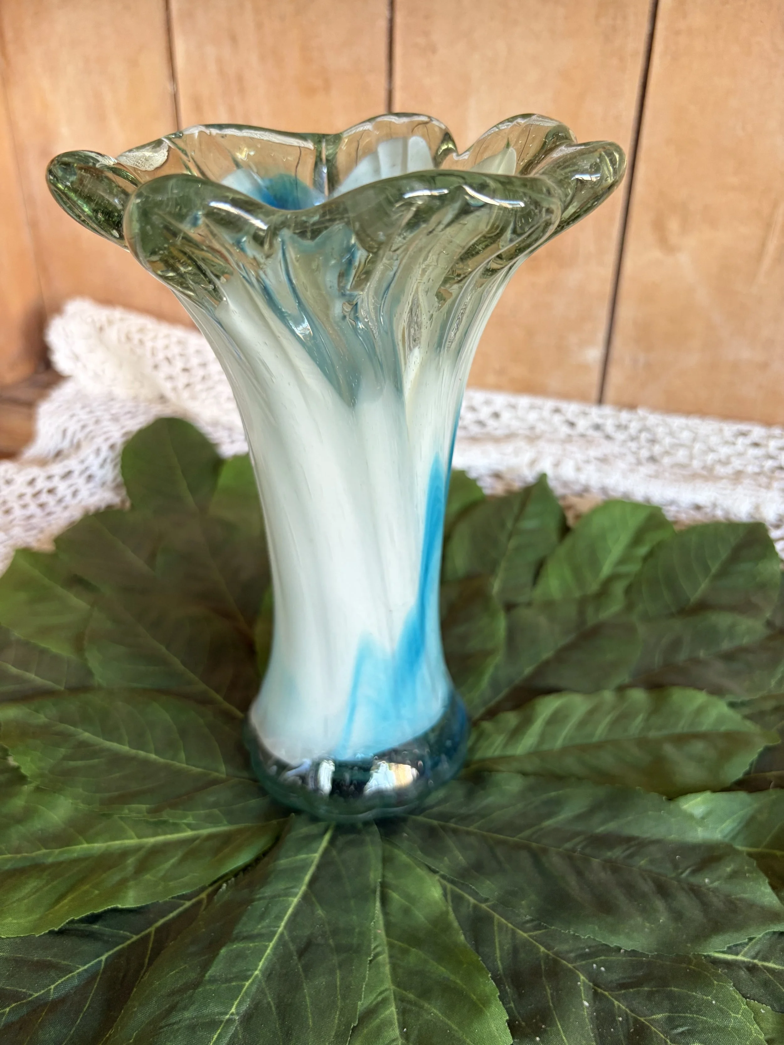 Murano Style Blue Glass Vase