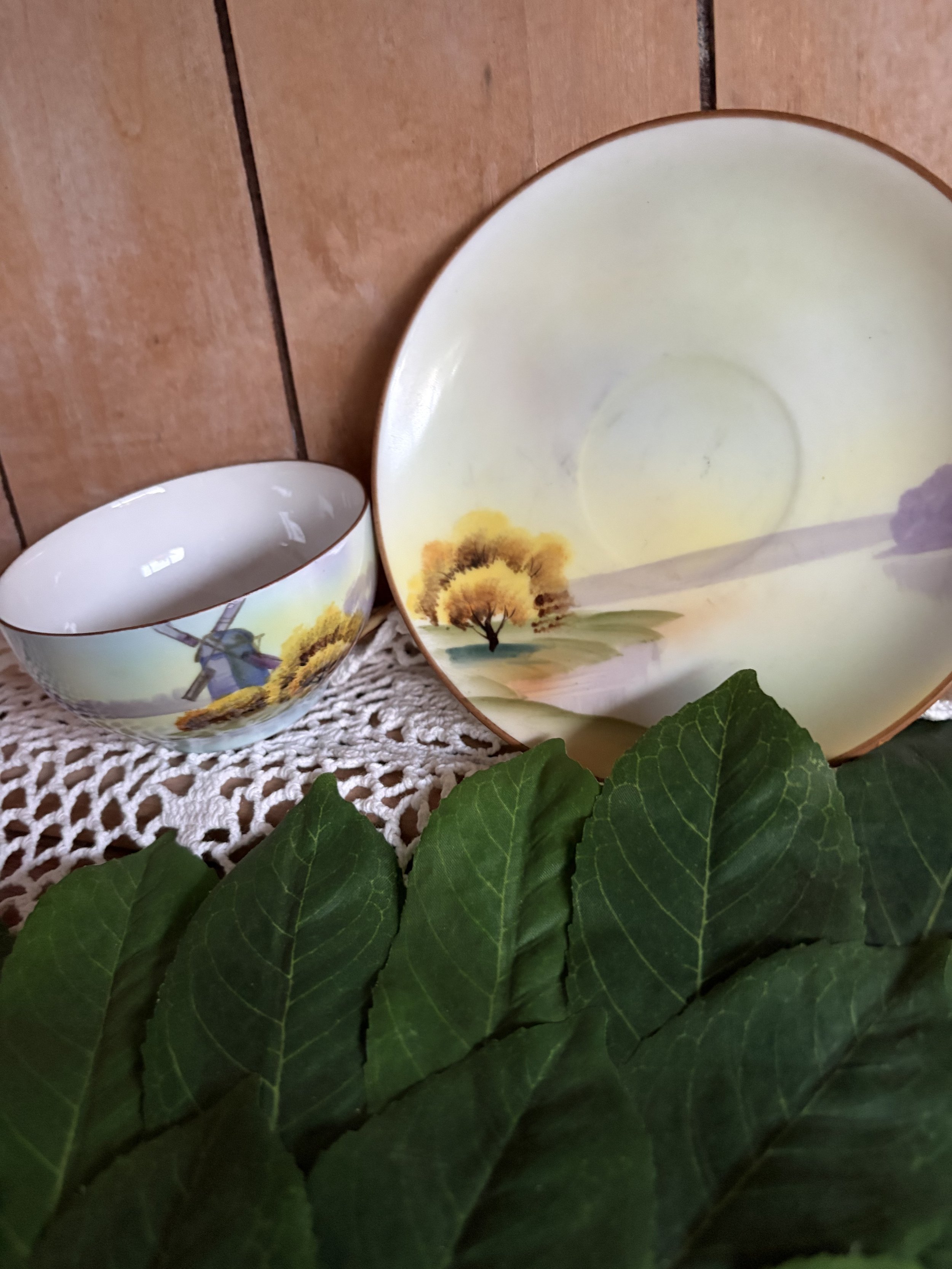 Hand Painted Japanese Porcelain Teacup and Saucer