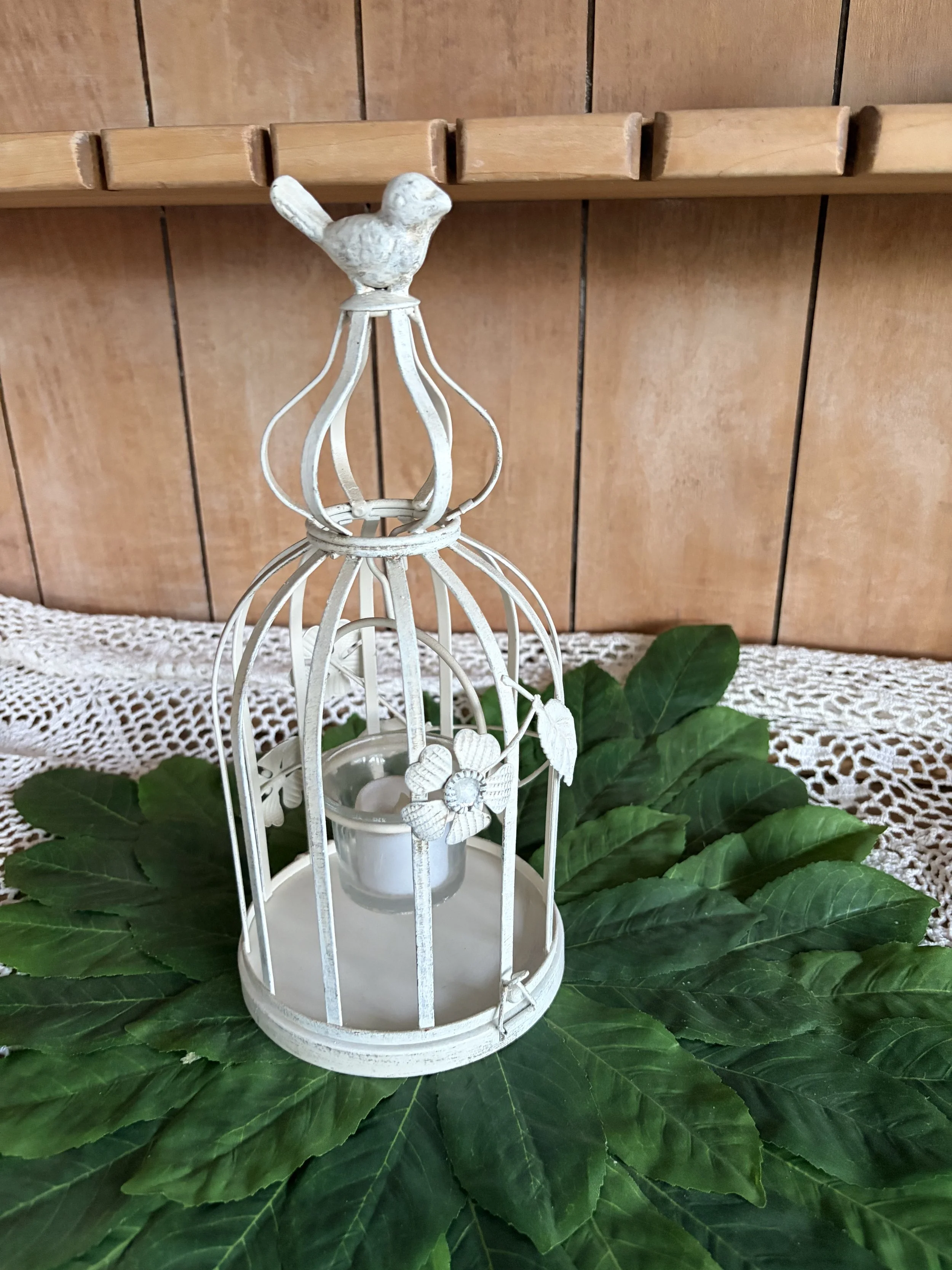 Tabletop Rustic Metal Birdcage Tealight Candle Holder