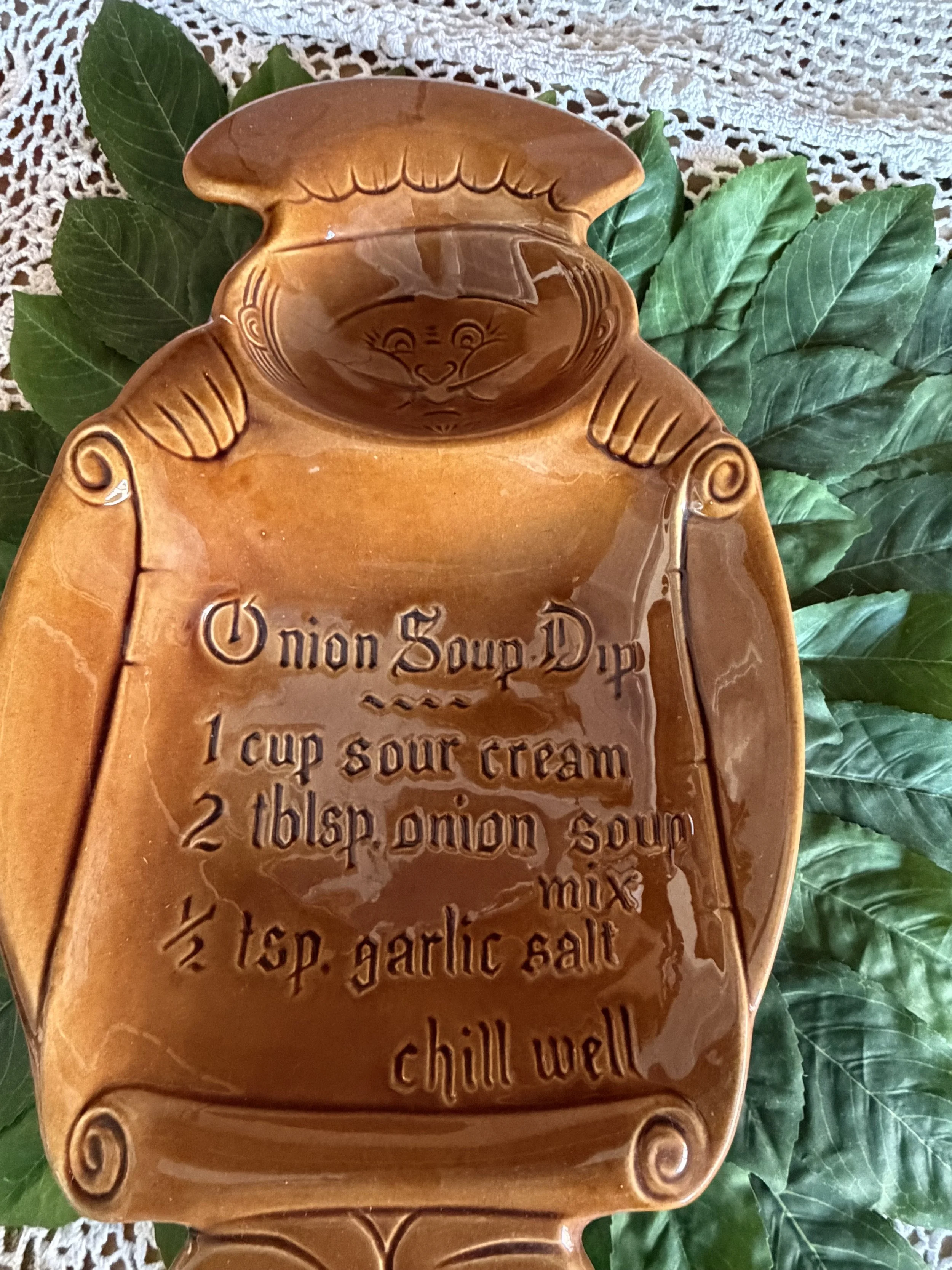 Vintage California Pottery Ceramic Onion Dip Recipe Chef
