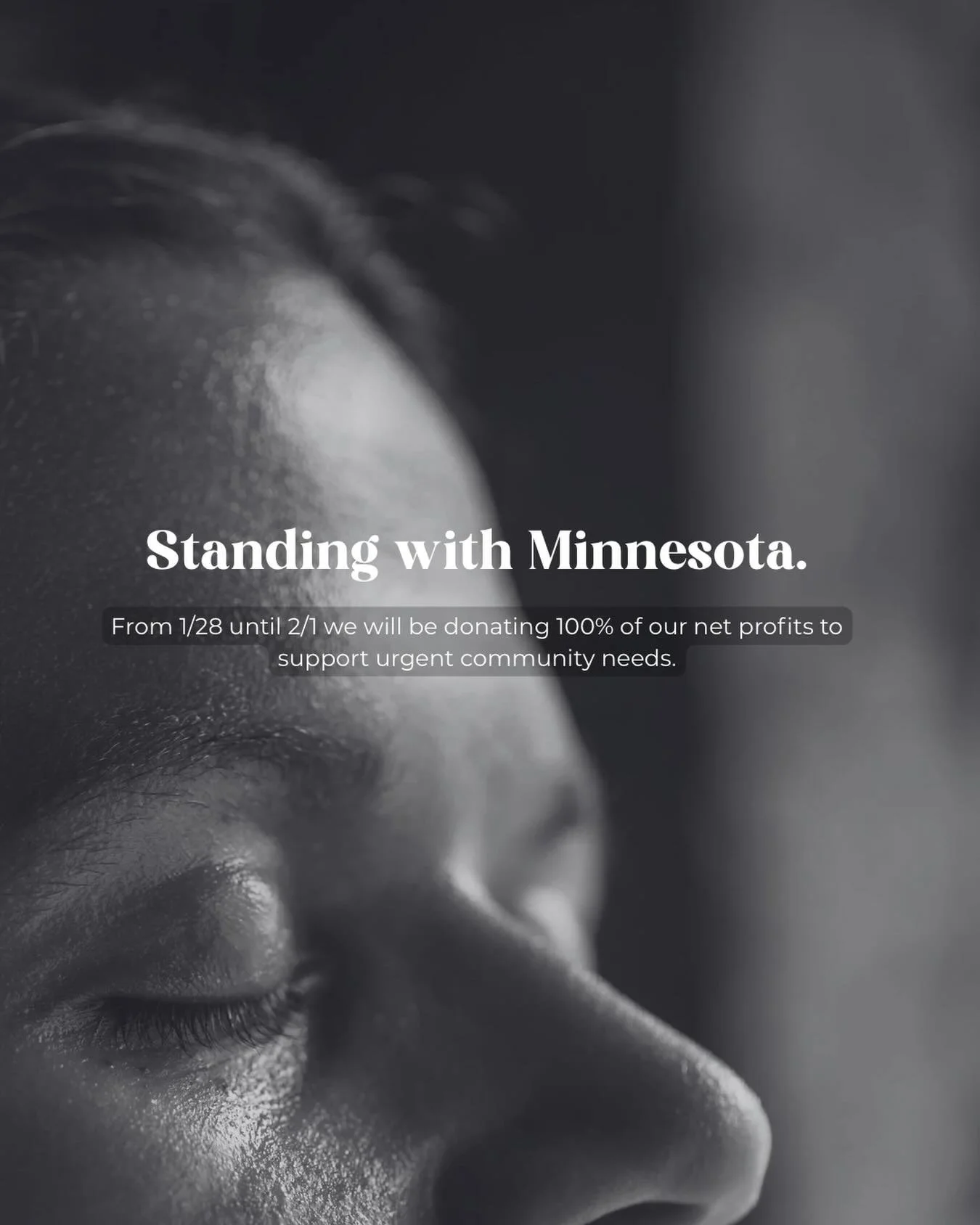 From January 28 &ndash; February 1st, 100% of our website&rsquo;s net profits will be donated to the Immigrant Rapid Response Fund of @standwithminnesota. This timing reflects an especially critical moment, as essential household expenses come due at