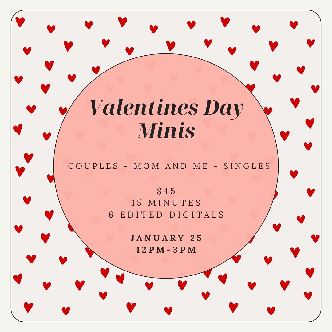Excited to offer Valentine&rsquo;s Day Photo Minis! ❤️🩷❤️

Perfect for anyone and everyone to celebrate love and friendship!  DM me to book a time or to ask any questions regarding this event 💌

Spots are limited! 

📍Glendale, AZ

#valentinesday #