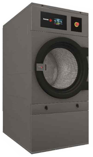 Commercial laundry dryer machine with control panel and door