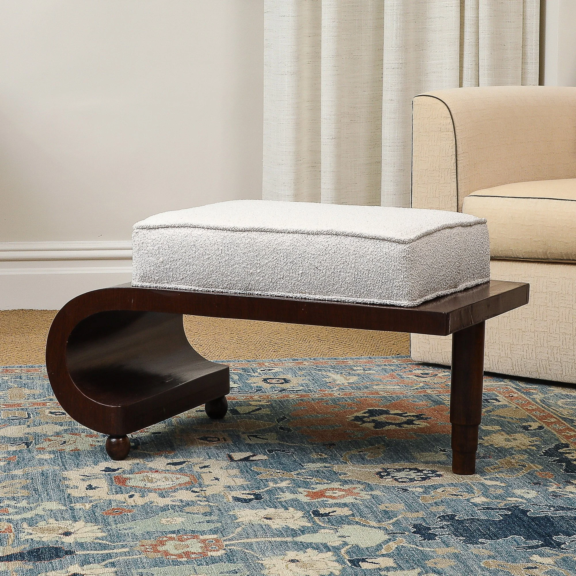 Mahogany Deco Stool with Cushion