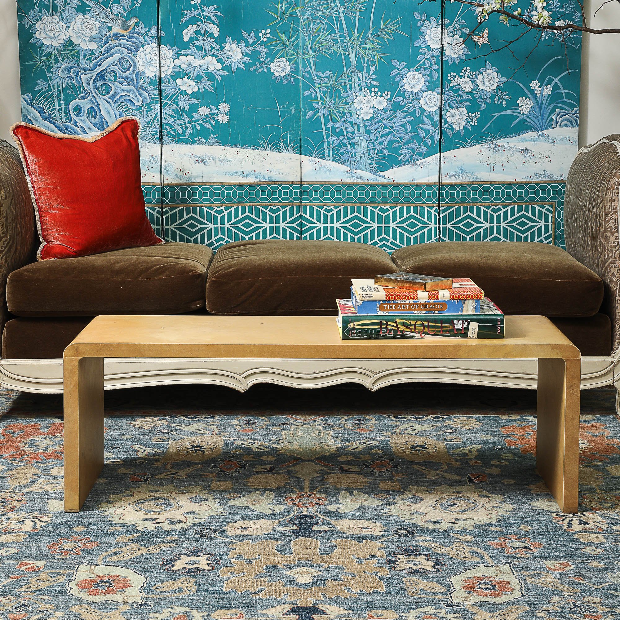 Parchment Coffee Table with Waterfall Edge