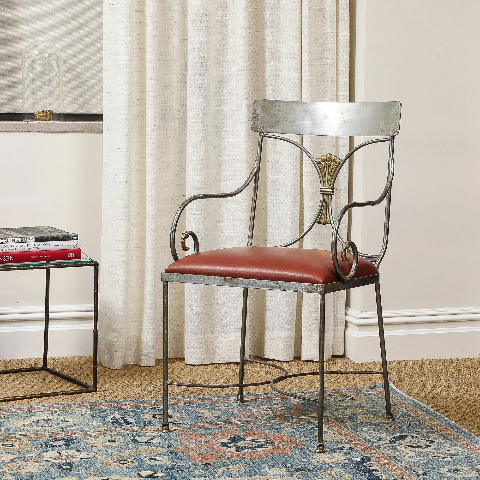 Alberto Orlandi Italian Steel and Brass Armchair