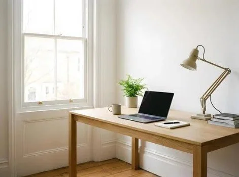 Desk should be right angles to a window