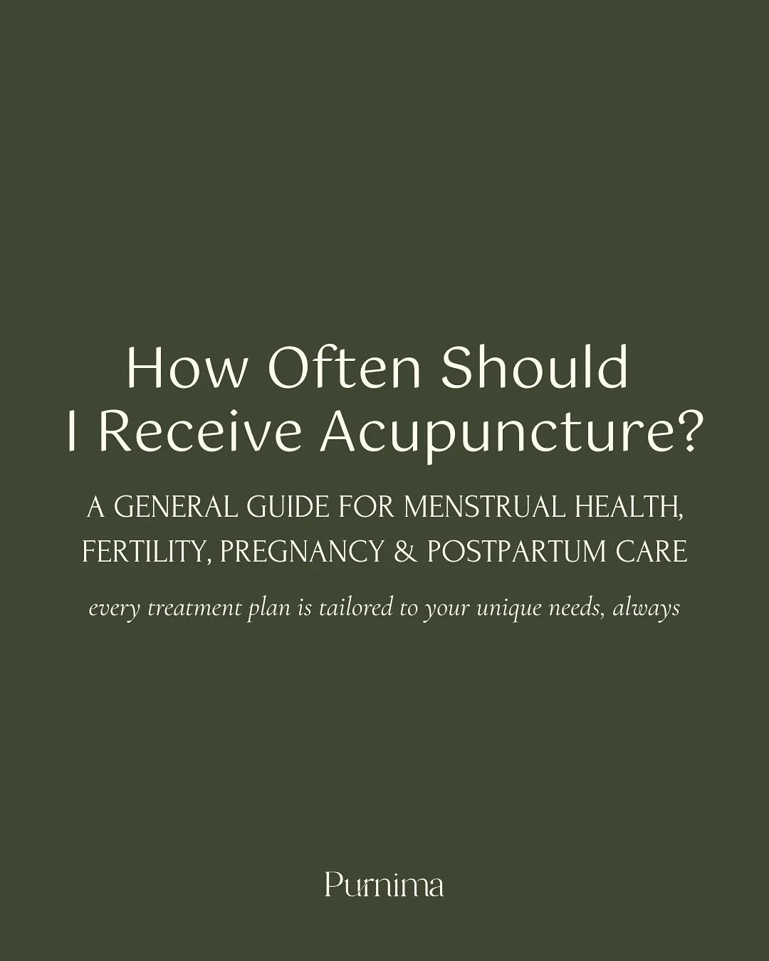How Often Should You Receive Acupuncture? Acupuncture isn&rsquo;t a quick fix&mdash;it&rsquo;s a process. Many symptoms have been building over time, and to address the root cause, consistency is key.

Here&rsquo;s a general guide, but know that we a