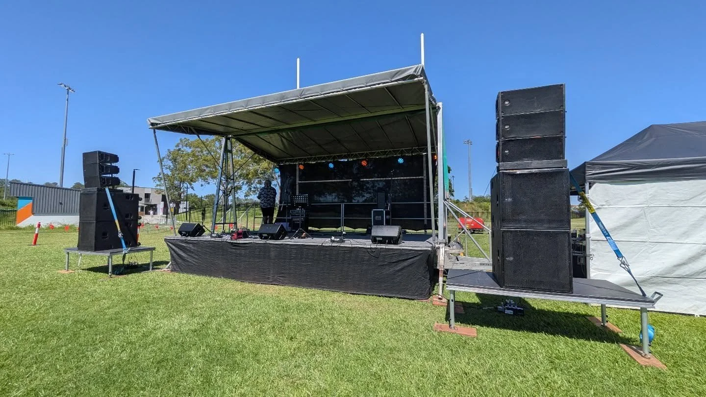Our Large Trailer Stage, Audio Production, and basic lighting package for the Widjabul Wiabal celebrations in Lismore 2025