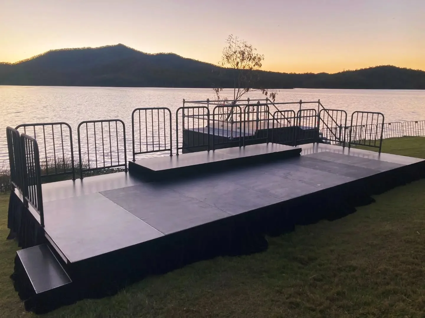 Throwback to our staging solution for Brisbane Schoolgirls Rowing Association's Head of the River event last year. 
We installed:
- 8m wide x 3m deep presentation stage with tiered upstage centre section. 
- 2.6x3.9m scaffold stage for officials towe