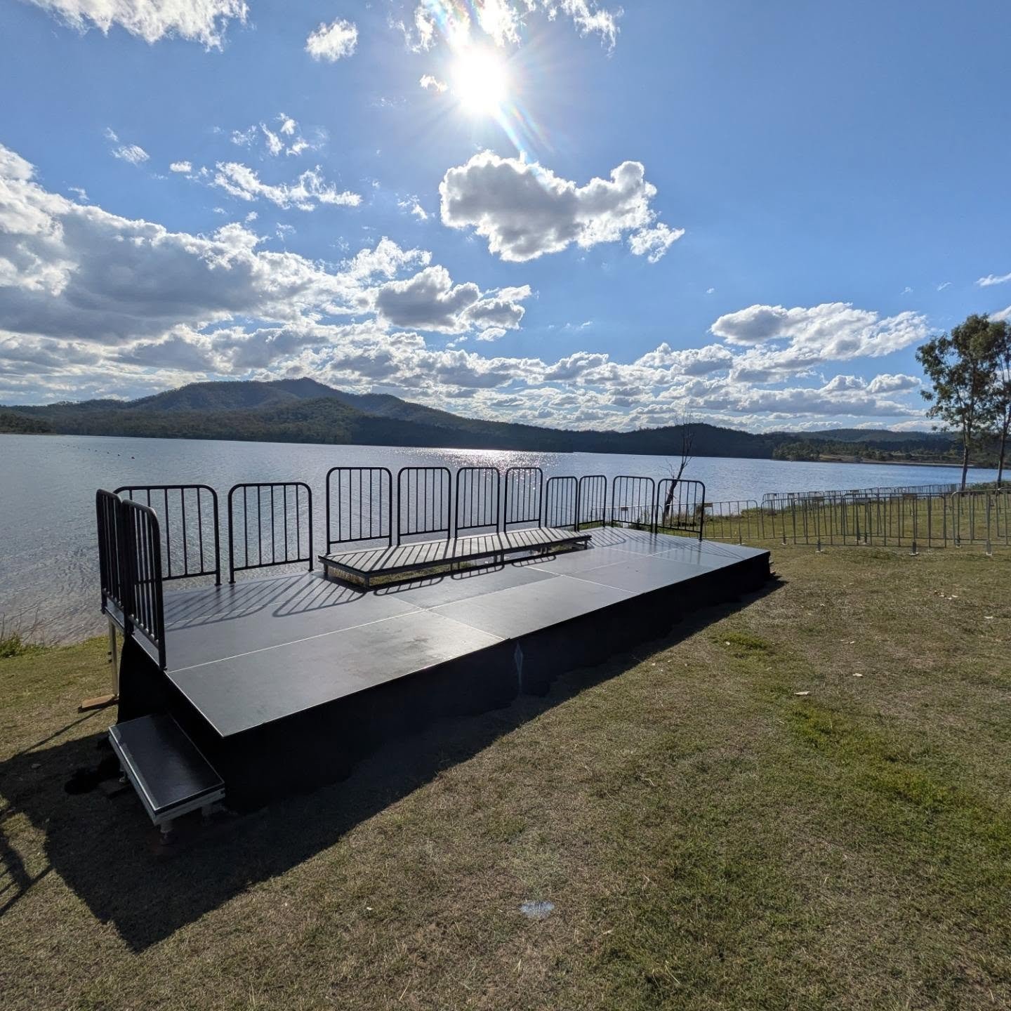 We supplied another double stage solution out at Wyaralong Dam for the team at Brisbane School Girls Rowing Association for their BSRA Rowing Regatta. 

We used our event-style layer scaffolding solution for the officials judging And a deck stage for