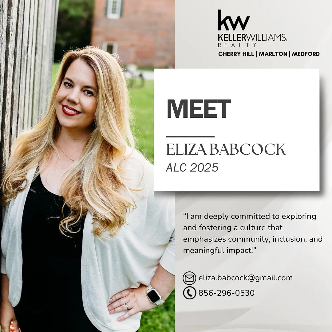 Meet our 2025 ALC series: Eliza Babcock, Team Lead of Prisma Homes, Realtor✨ 

📧: eliza.babcock@gmail.com
📞: 856-296-0530

#ALC2025 #LeadershipInAction #kellerwilliams #kw #kwcherryhill #kwmarlton #kwmedford