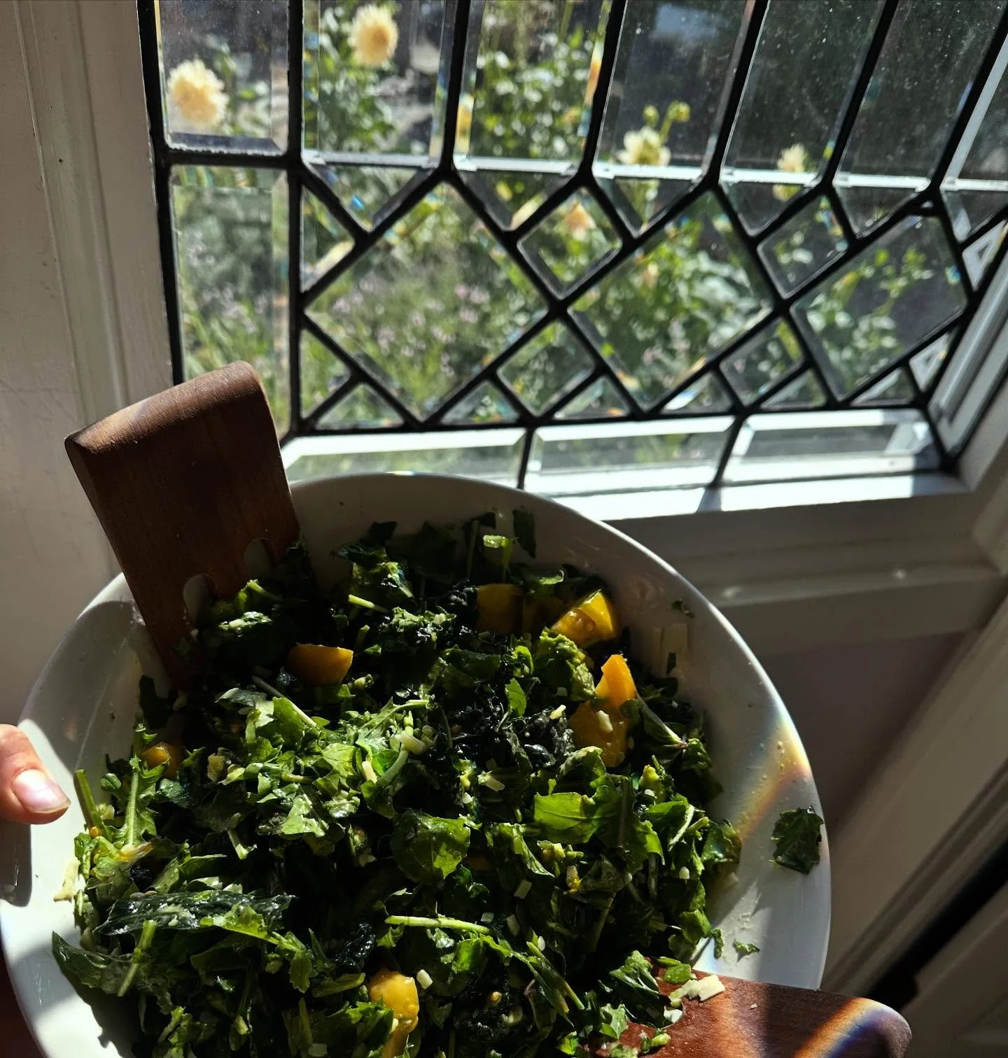 there is nothing better than fresh greens from the garden to feed your guests 🤍✨💫🥬