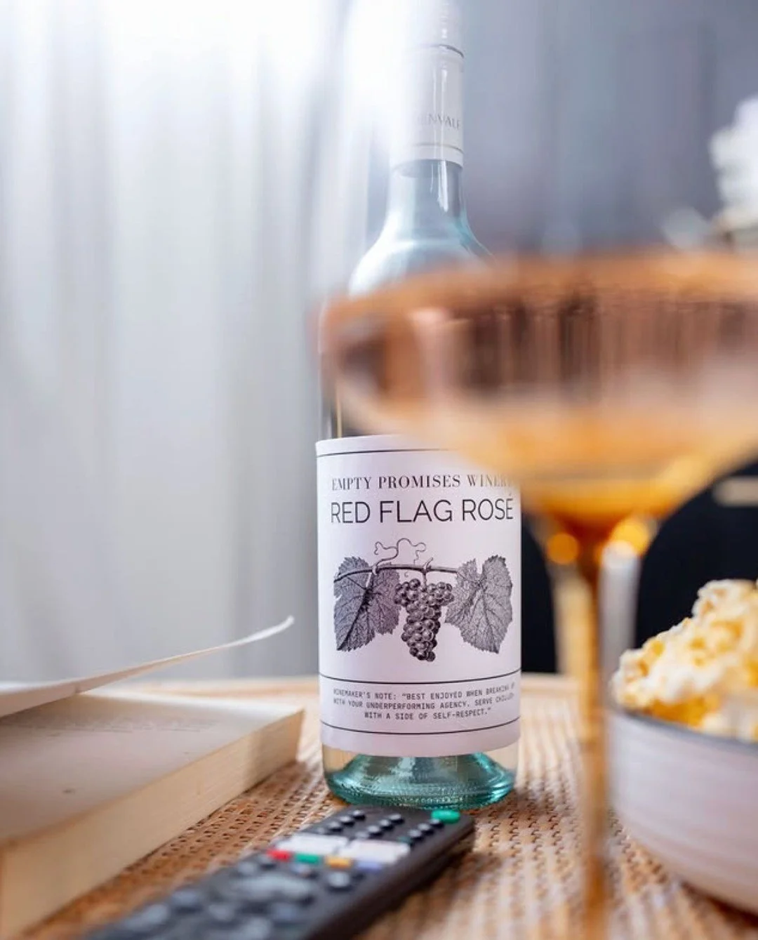 Empty Promises Winery brings you Red Flag Ros&eacute;.

Winemaker's note: "Best enjoyed when breaking up with your underperforming agency.

Serve chilled with a side of self-respect". Who needs a bottle (or 6!)?

#itsnotyouitsthem #redflags