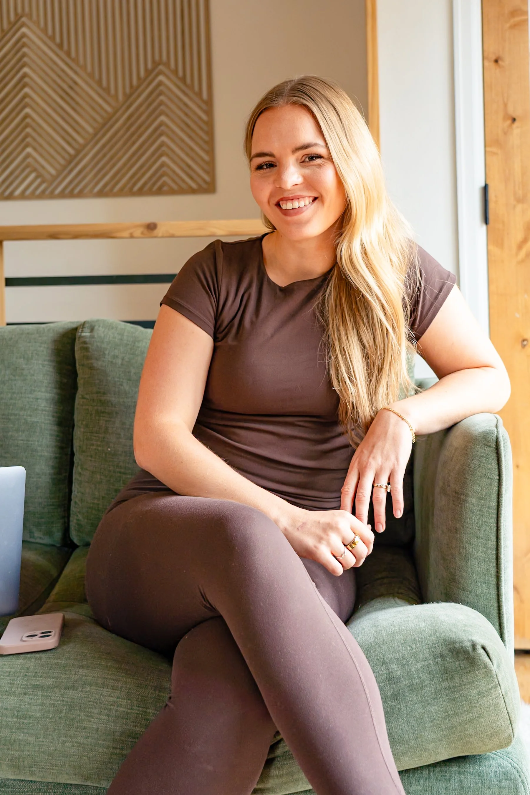 Salon customer with new long natural braids