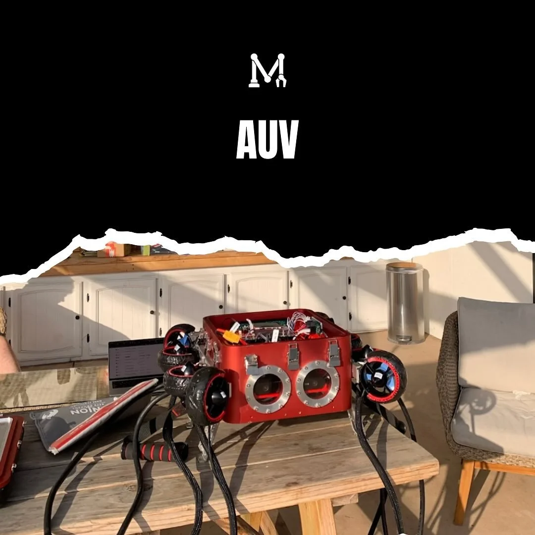 Meet Douglas, our Autonomous Underwater Vehicle (AUV)! 🌊

Douglas was well-decorated at Robosub 2025, placing 1st in design presentation, 3rd in design documentation, and 3rd in MATLAB out of 58 teams!

Learn more about the three divisions that make