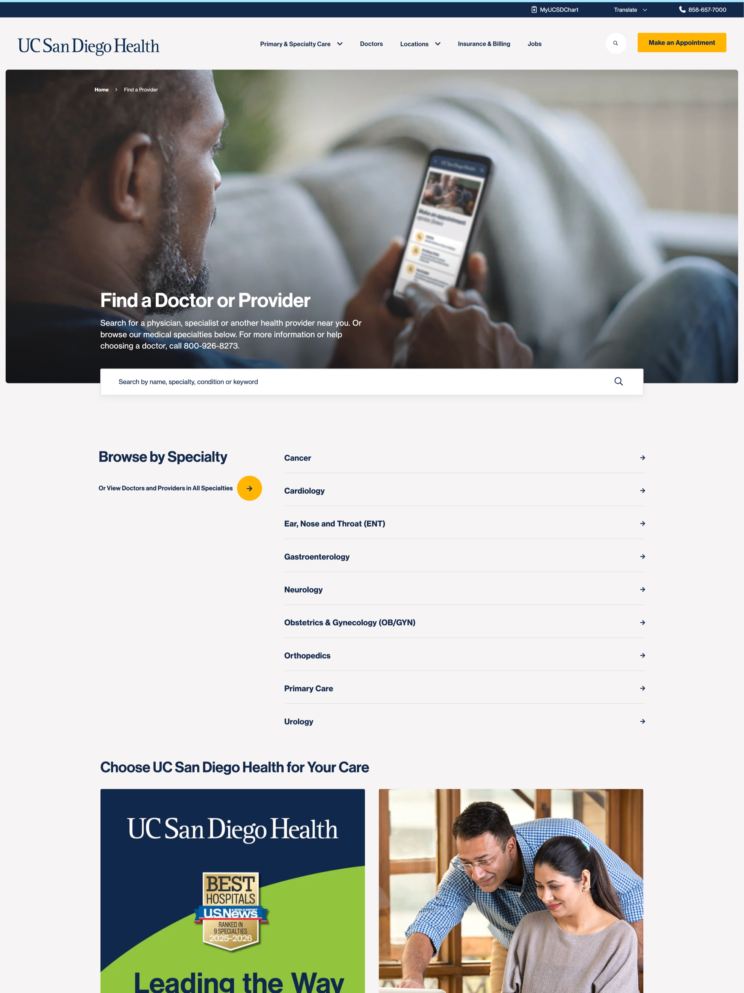 Find a Doctor Web Page