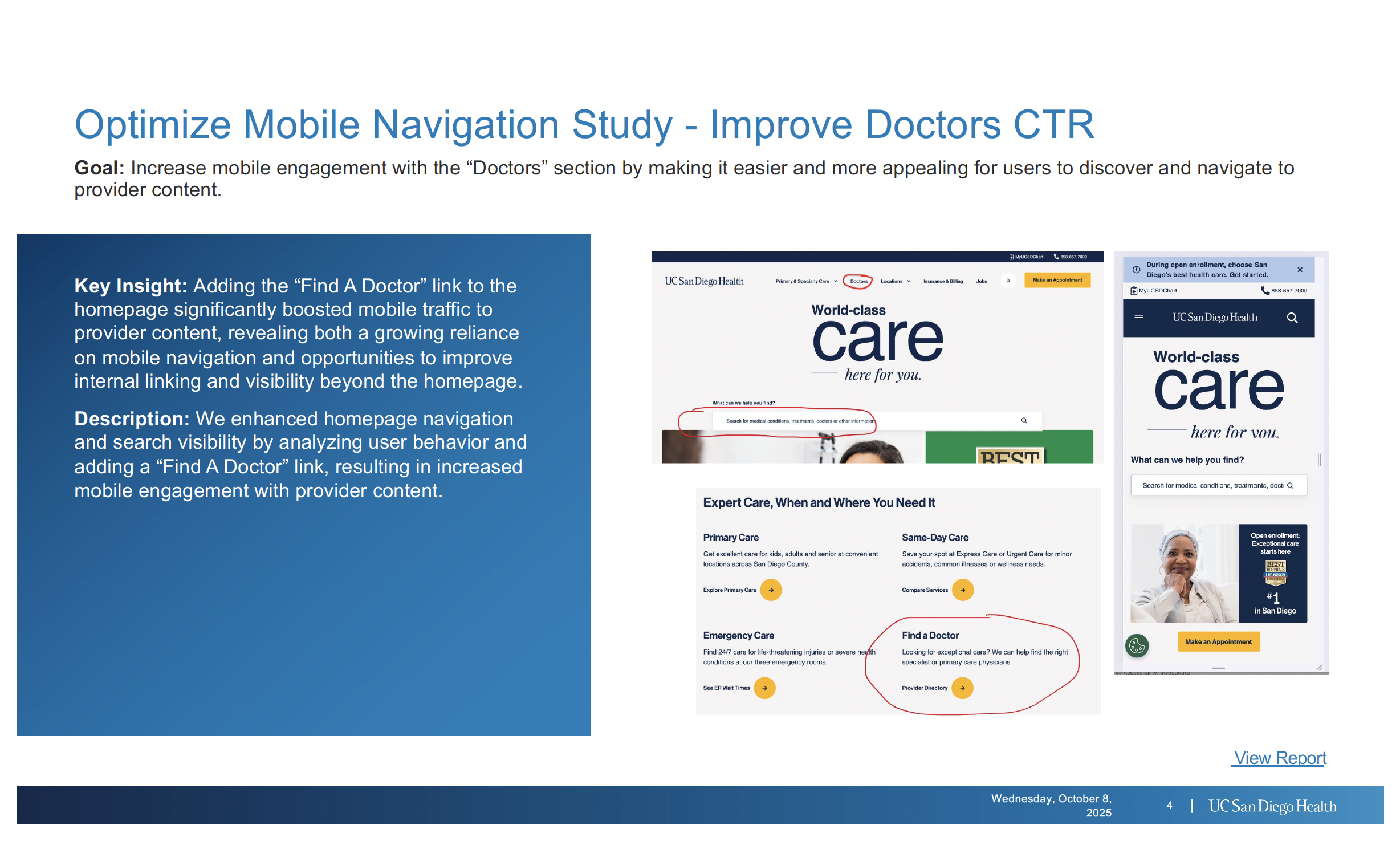 Research Find A Doctor Preview - Key Insight Slide