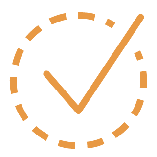 Orange checkmark in a checked circle