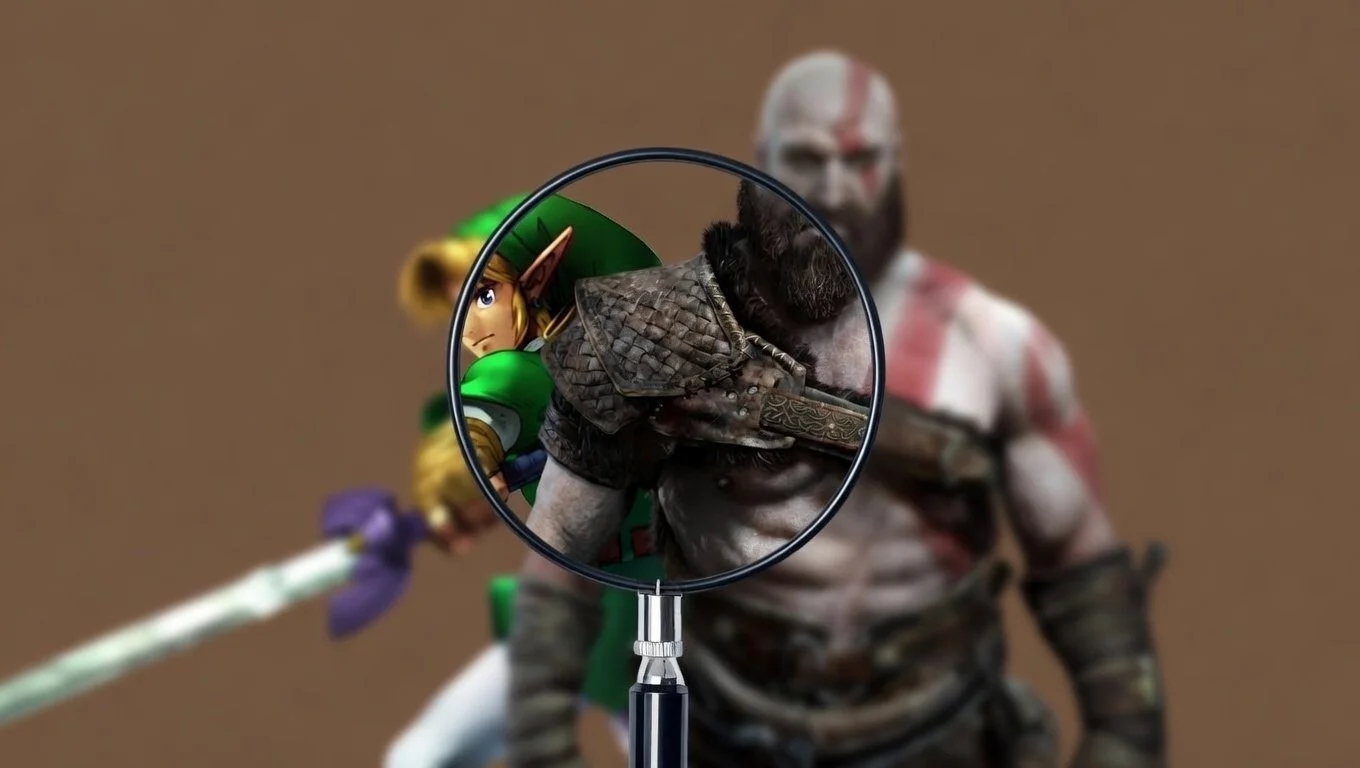 Kratos and Link through a Magnifying Glass