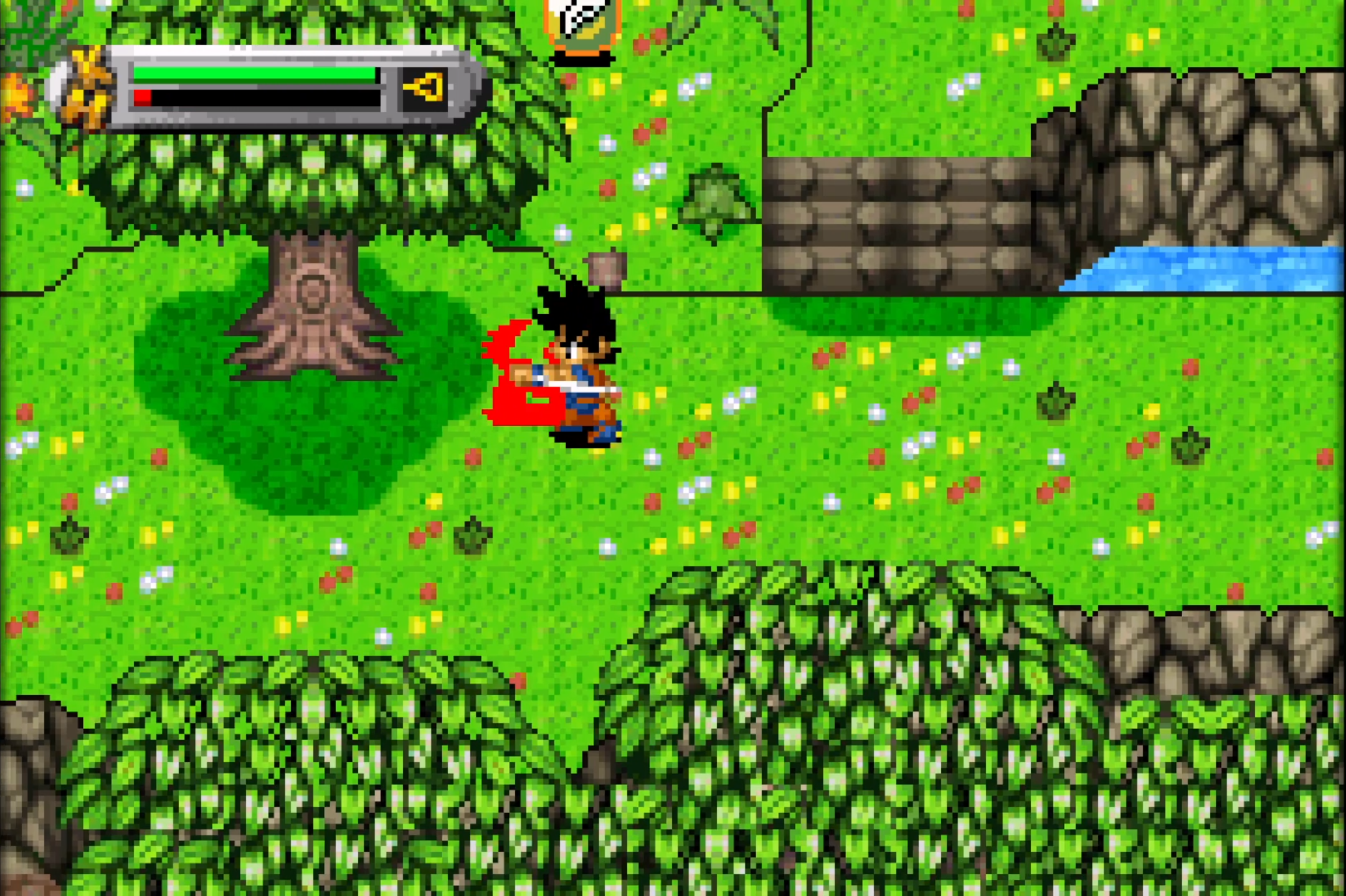 Goku fighting a wolf