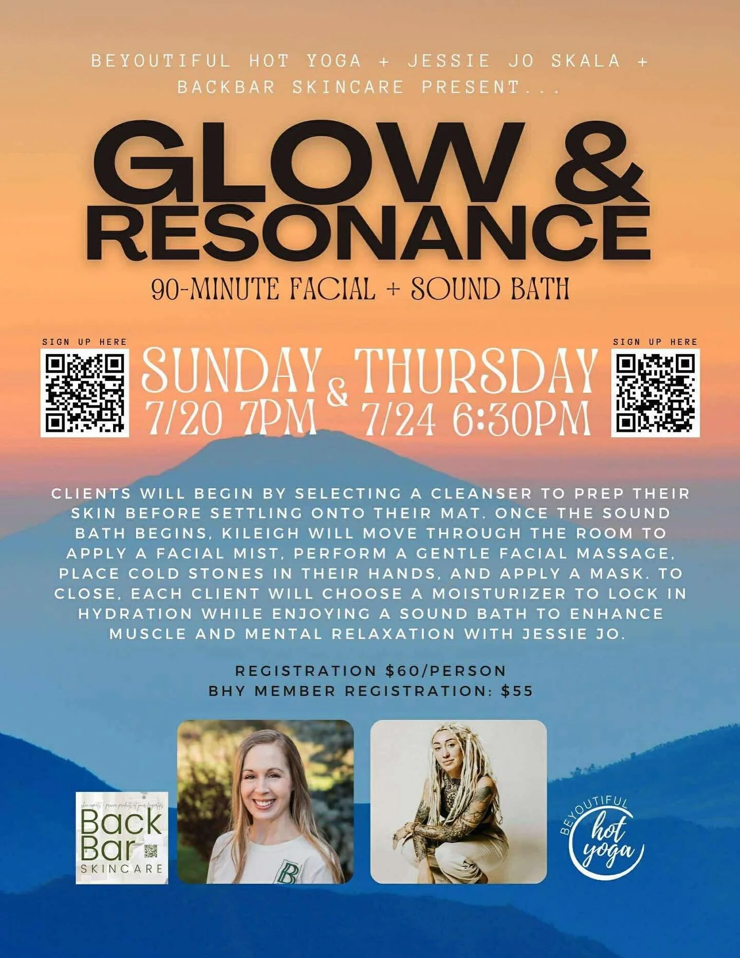 Looking for some SELF CARE this month ✨
7/20 &amp; 7/24
Half way through summer, great time to take a break and RELAX with me and Kileigh 🙏🎶
Facials and sound with us at the Spokane and CDA Beyoutiful locations this month! 
Sign ups on the 🔗 beyou