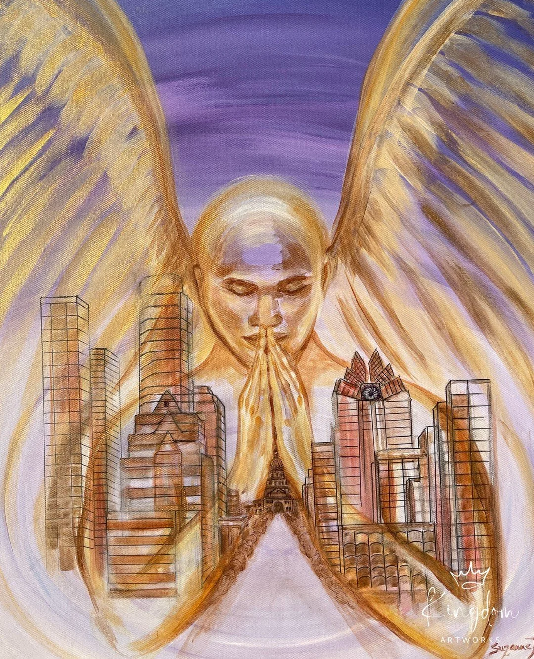 Painted live over the Austin skyline while surrounded by prayer and worship. This angel represents heaven&rsquo;s nearness and God&rsquo;s covering over our city. May Austin know His peace, protection, and purpose.⁠
⁠
&ldquo;For He will command His a