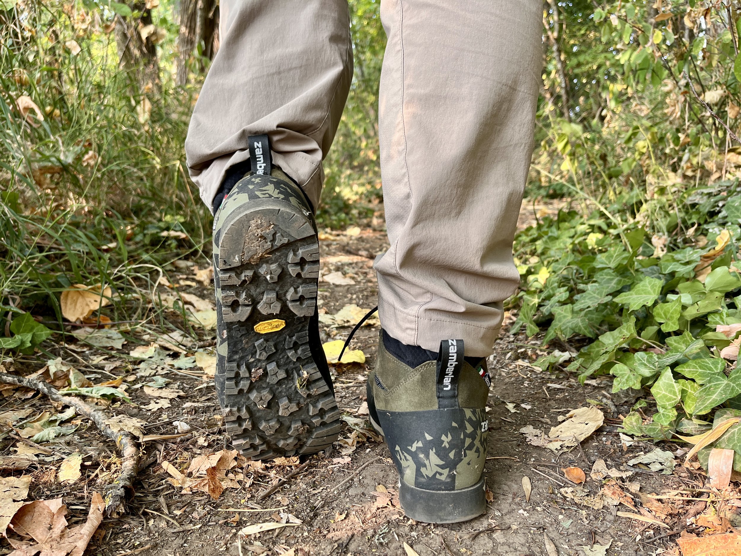 A close up shot of the Salathe Trek GTX hiking boot showcasing the lugs on the bottom of the sole.