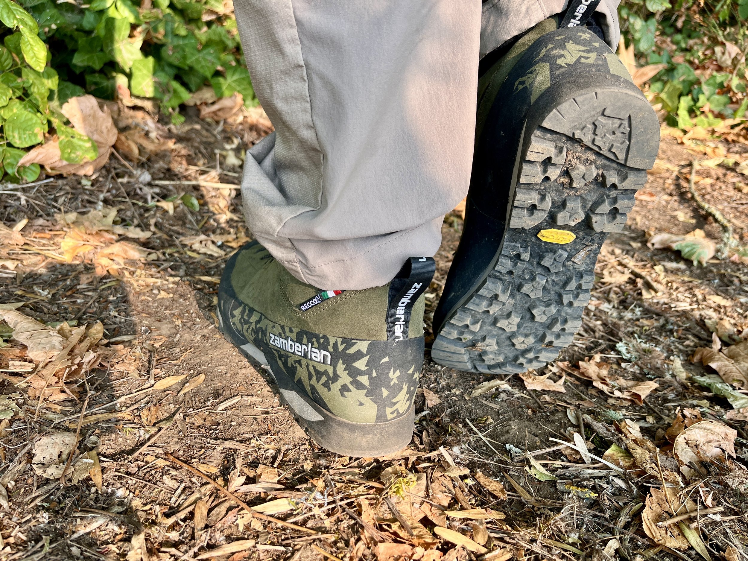 A close up shot of the Salathe Trek GTX hiking boot showcasing the lugs on the bottom of the sole.