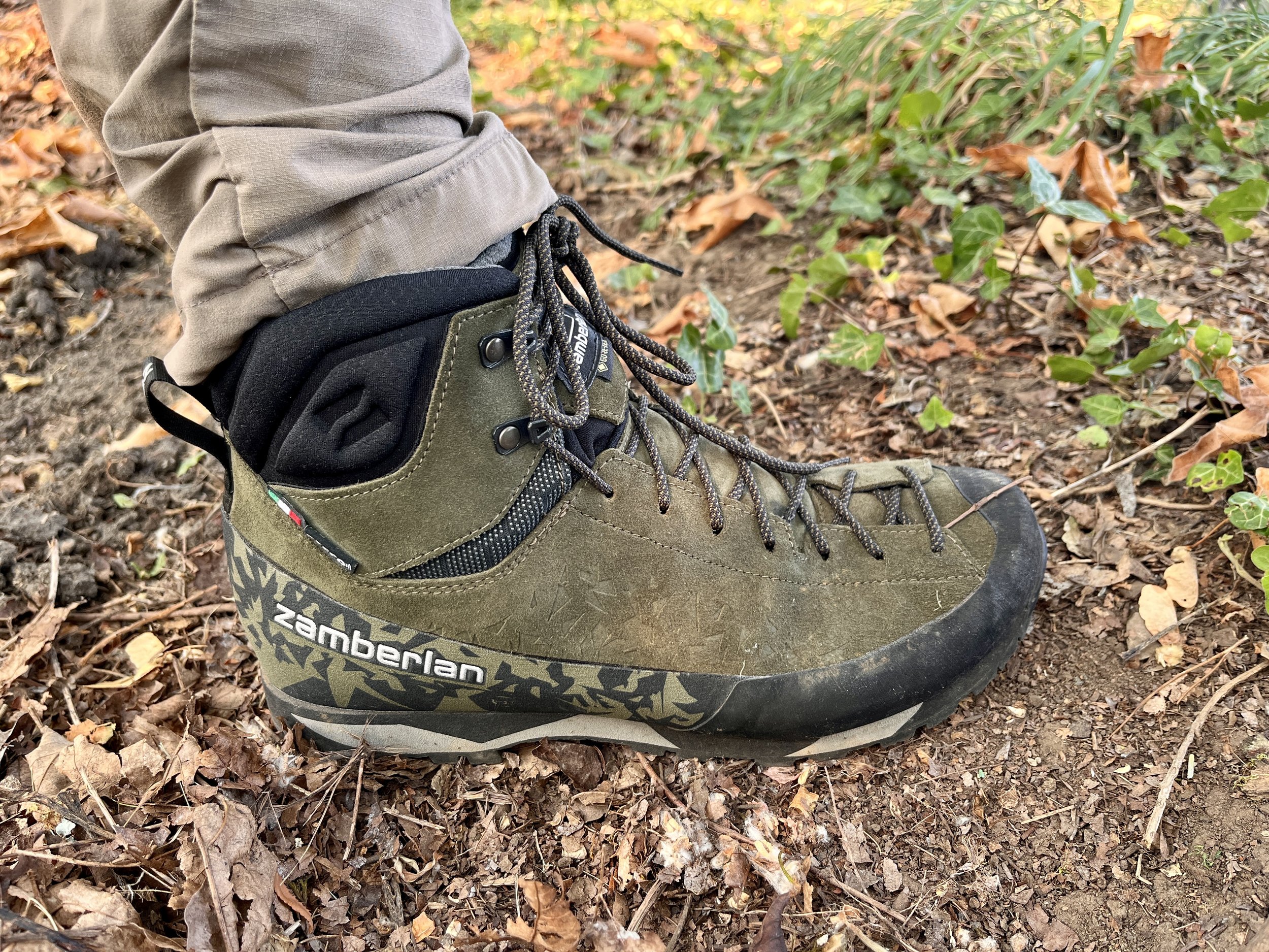 A close-up profile view of the Salathe Trek GTX hiking boot in green.