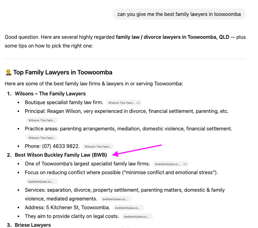 example - BWB recommendation chatgpt