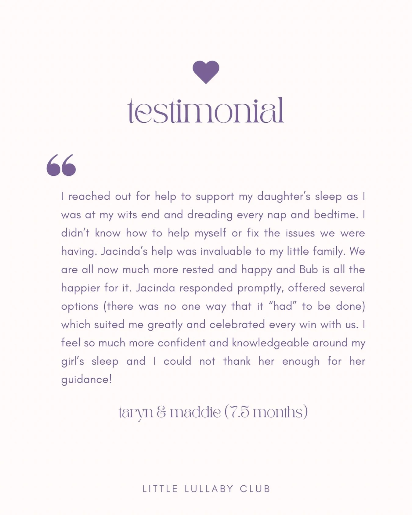 Behind every testimonial was a tired family who just needed the right support and guidance.

Sleep doesn&rsquo;t have to feel overwhelming or impossible. With the right plan, consistency, and support, things can truly change! 

Sharing this beautiful