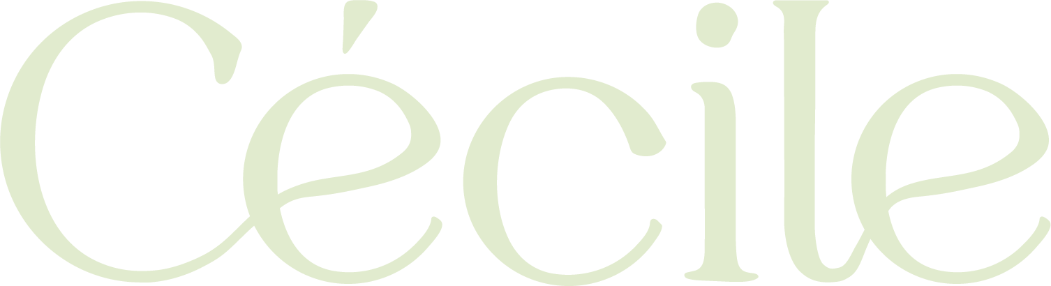 Close-up of the word "Cécile" written in large, elegant, light-colored text. (it's a logo)