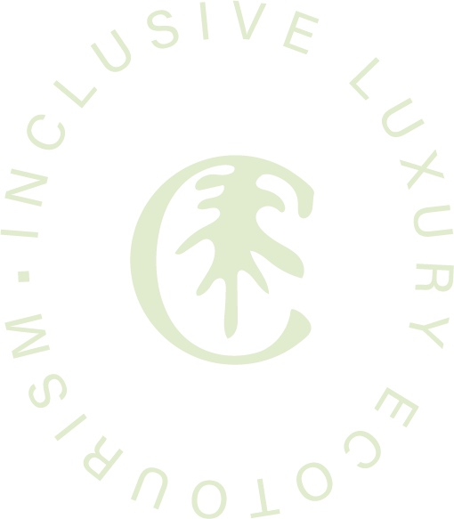 Logo of the Inclusive Luxury EcoTourism, featuring a stylized leaf and tree design surrounded by circular text.