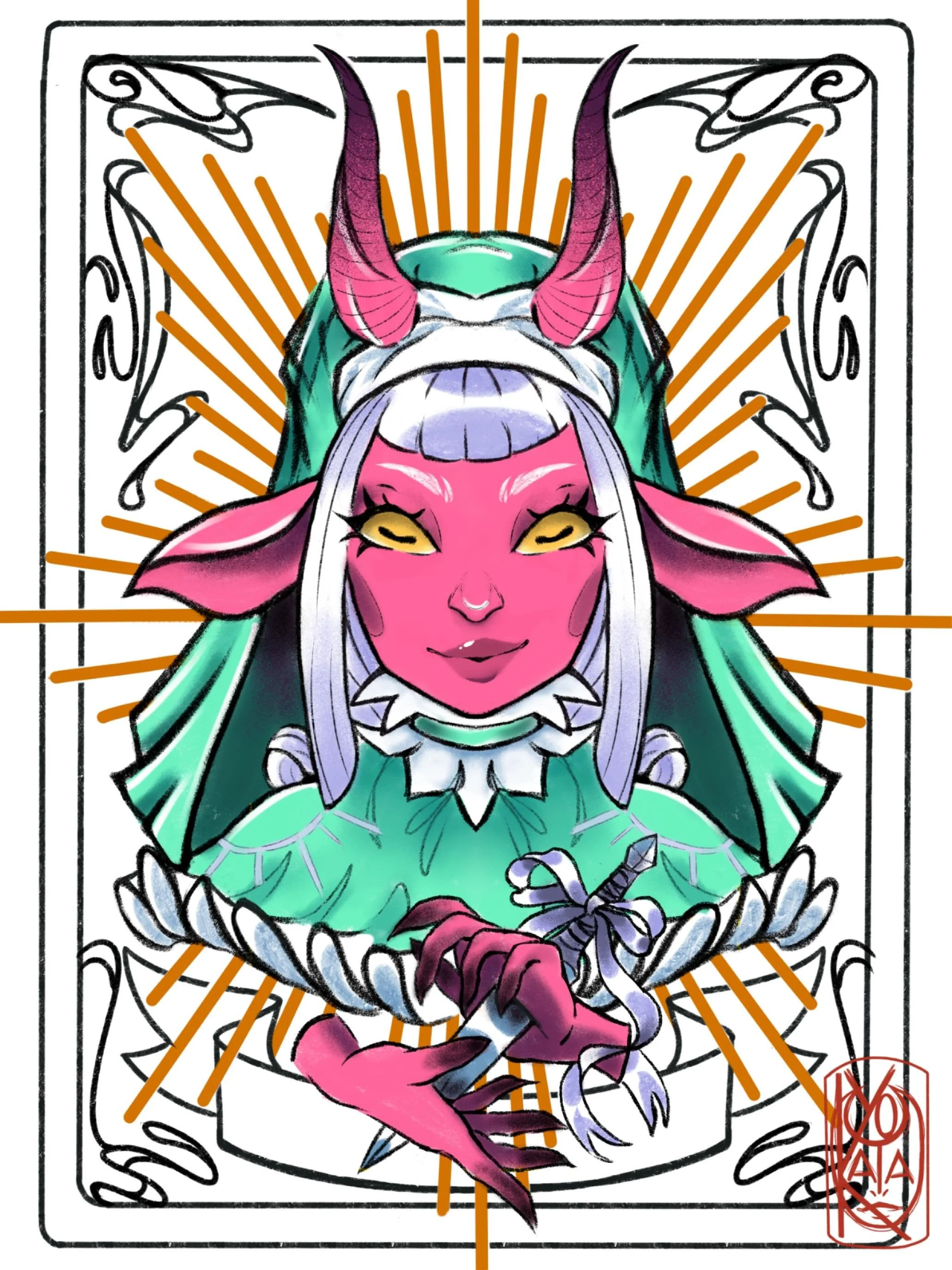 Tyranny from Critical Roles new campaign. 

I couldn&rsquo;t NOT draw her. 

She&rsquo;s available as an arm piece from $250-$300.