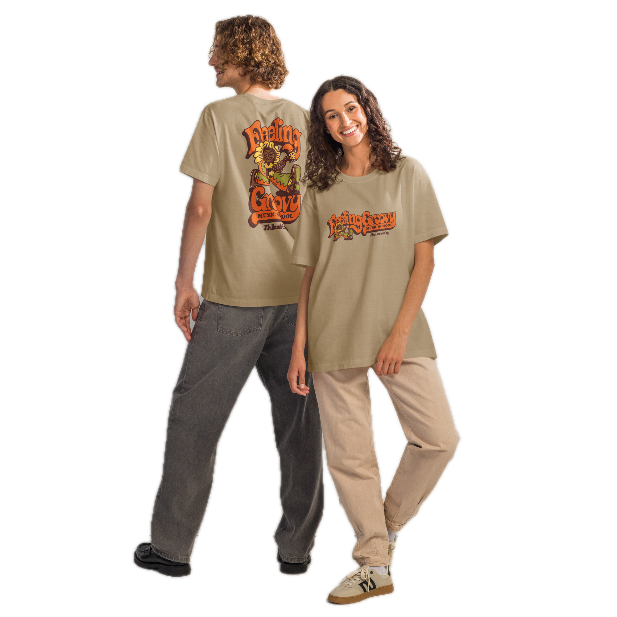 Flower Dude Tee khaki front and back.png