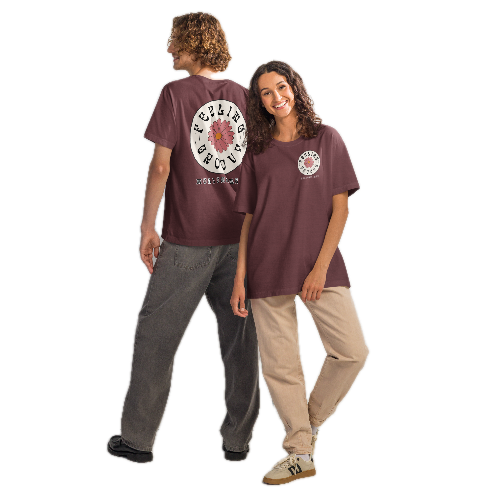 Flower Badge Tee washed maroon front and back.png