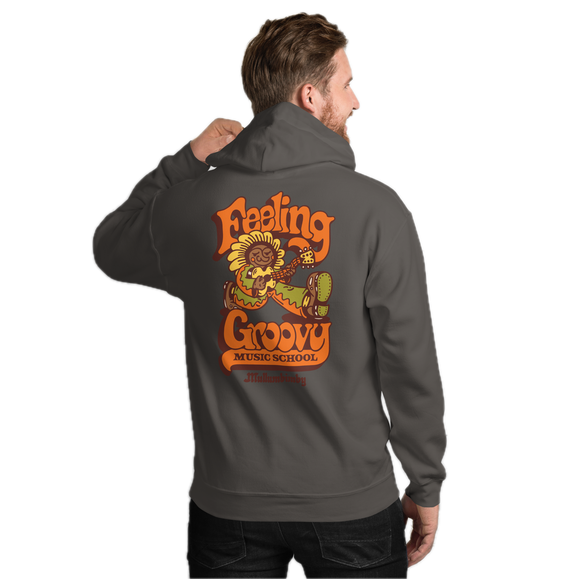 Flower Dude Hoodie charcoal model back.png