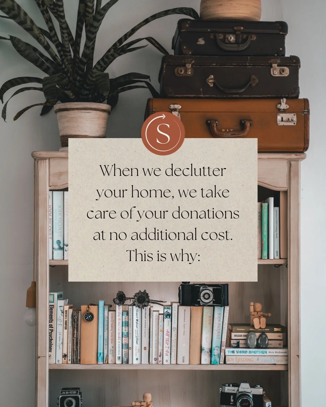 Decluttering with purpose. When you let go of what no longer serves you, we make sure it serves someone else.

All donated items are thoughtfully sorted and delivered to local organizations making a real impact in our community.

💫 Clothing donation