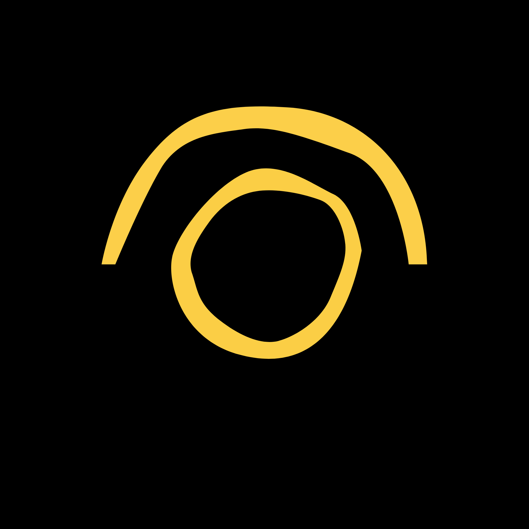 MadEye Photography minimalistic yellow spiral logo on a black background, specializing in Cape Town hospitality and Airbnb photography.