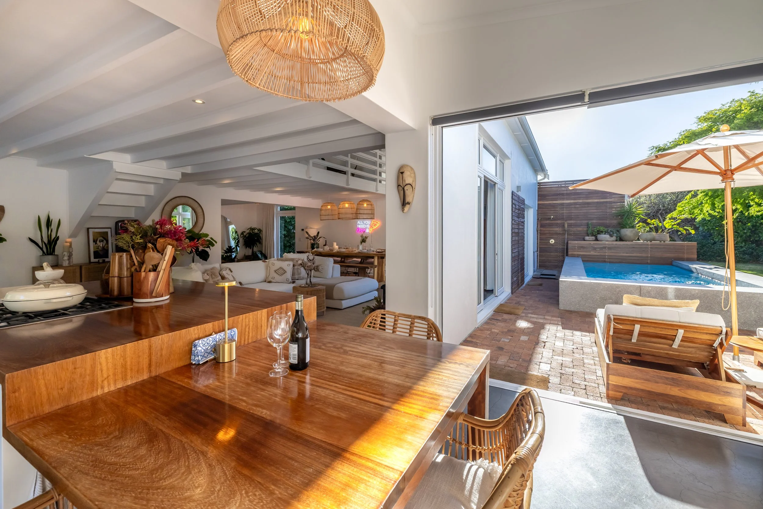 Hospitality photography capturing flow and layout of a Cape Town holiday home