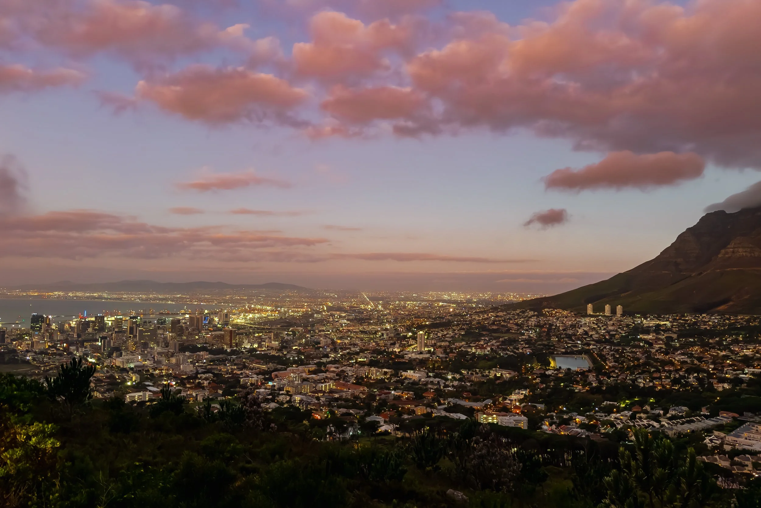 Cape Town cityscape and Table Mountain at sunset, professional landscape and property photography by MadEye Photography.