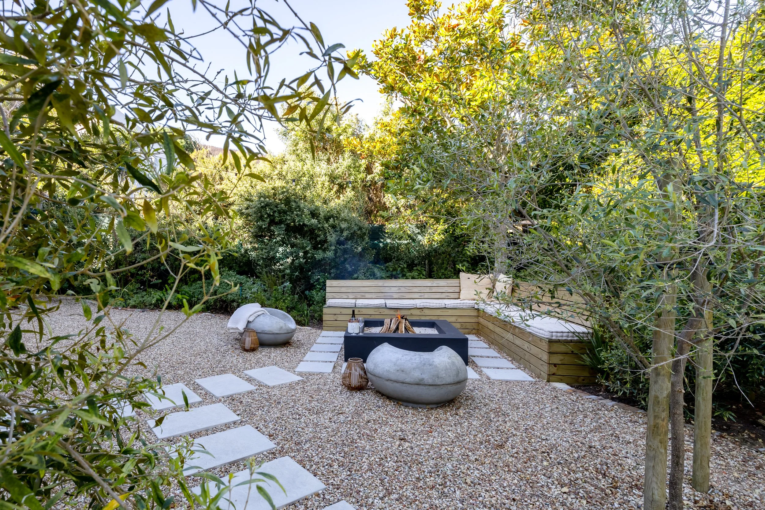 Outdoor living area photographed for Cape Town Airbnb listing