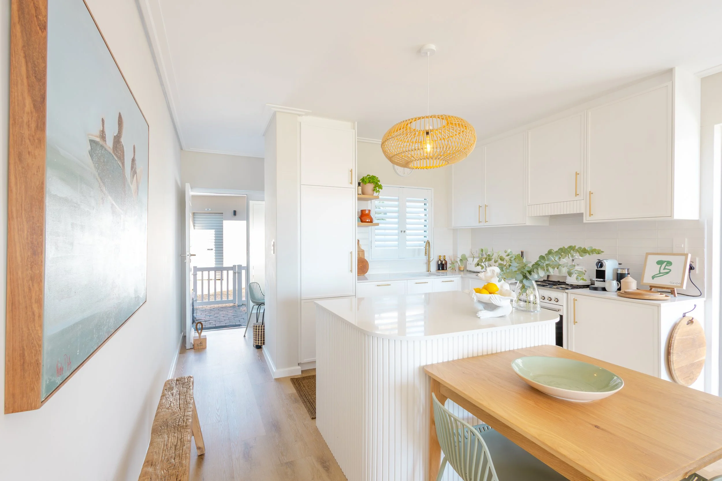 Styled dining area in luxury Airbnb designed for hospitality photography