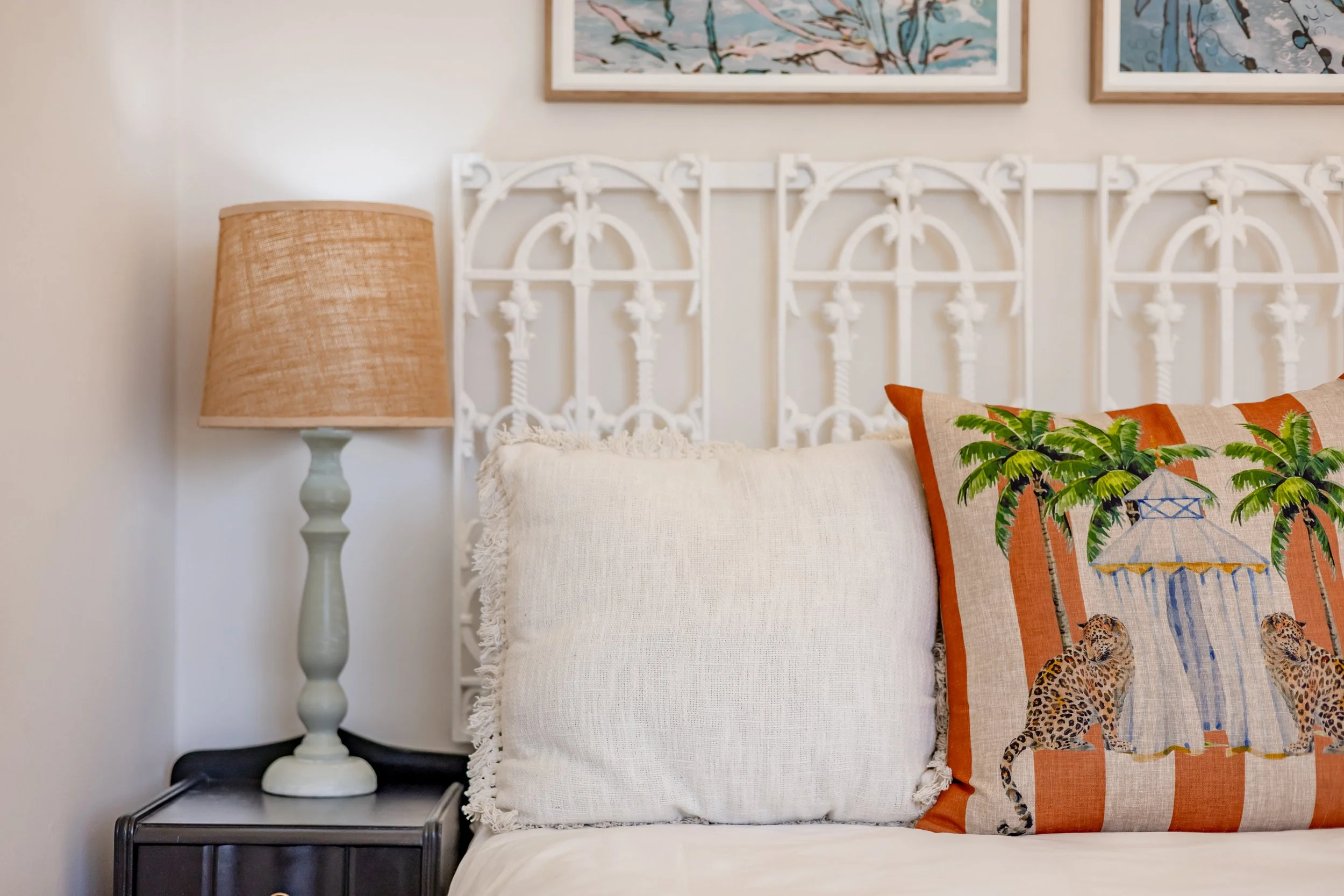 Beautifully styled bedroom with natural textures and coastal-inspired décor, professionally photographed for a Cape Town holiday rental.