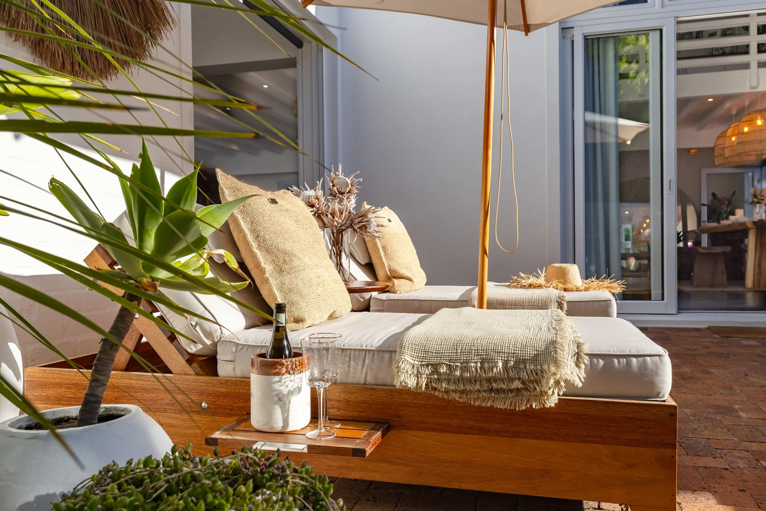 Patio and outdoor relaxation space in short-term rental property