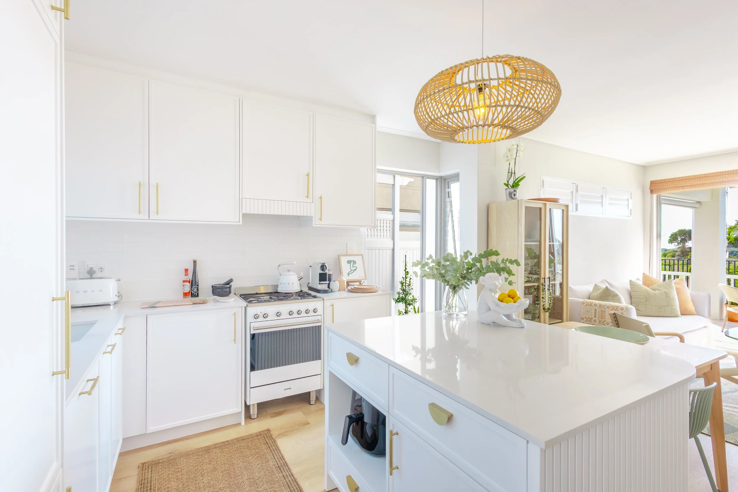 Modern kitchen in Cape Town Airbnb photographed to attract bookings